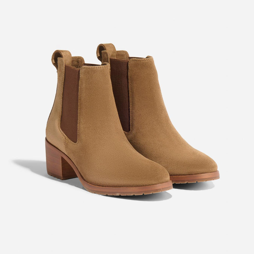Nisolo Ana Go-To Heeled Chelsea Boot Taupe Suede | Women Boots