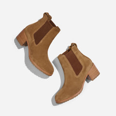 Nisolo Ana Go-To Heeled Chelsea Boot Taupe Suede | Women Heels