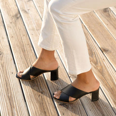 Nisolo Carina Cross Strap Mule Black | Women Heels