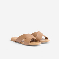 Nisolo Catalina Slide Sandal Almond | Women Flats & Slip Ons