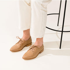 Nisolo Emilia Cap Toe Oxford Almond | Women Flats & Slip Ons