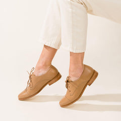 Nisolo Emilia Cap Toe Oxford Almond | Women Flats & Slip Ons