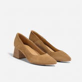 Nisolo Fiorela Go-To Mid Heel Taupe Suede | Women Heels