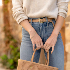 Nisolo Talia Braided Belt Almond | Women Belts