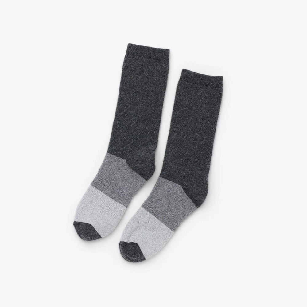 Nisolo Wool Cushion Crew Hiker Sock Charcoal Colorblock | Women Socks