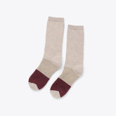 Nisolo Wool Cushion Crew Hiker Sock Khaki/Burgundy | Women Socks