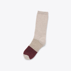 Nisolo Wool Cushion Crew Hiker Sock Khaki/Burgundy | Women Socks