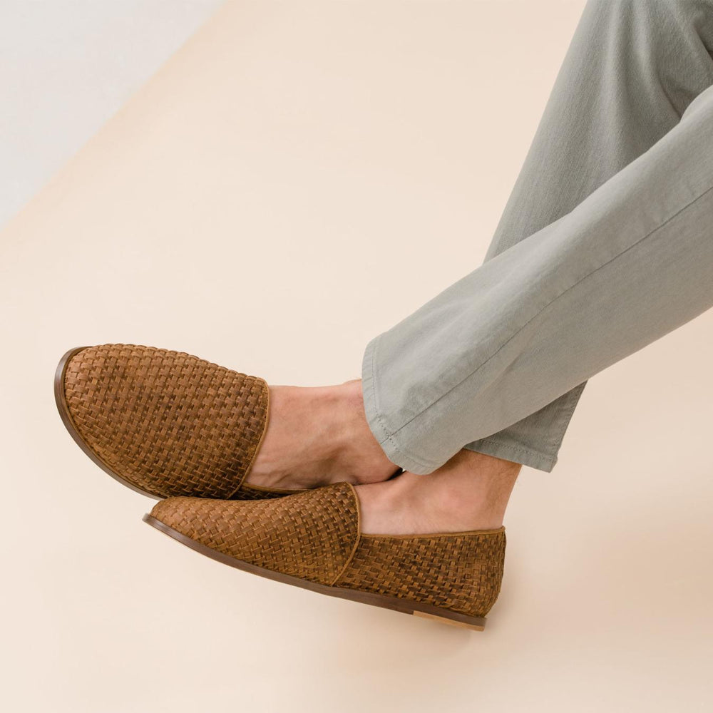 Nisolo Alejandro Woven Slip-On 2.0 Woven Tobacco | Men Sandals &amp; Slip Ons
