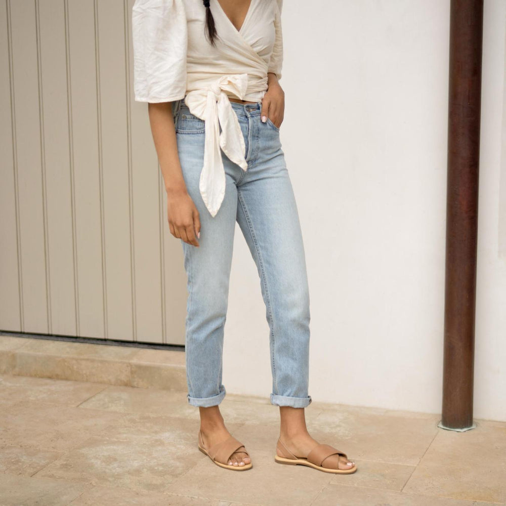 Nisolo All-Day Cross Strap Sandal Almond | Women Sandals