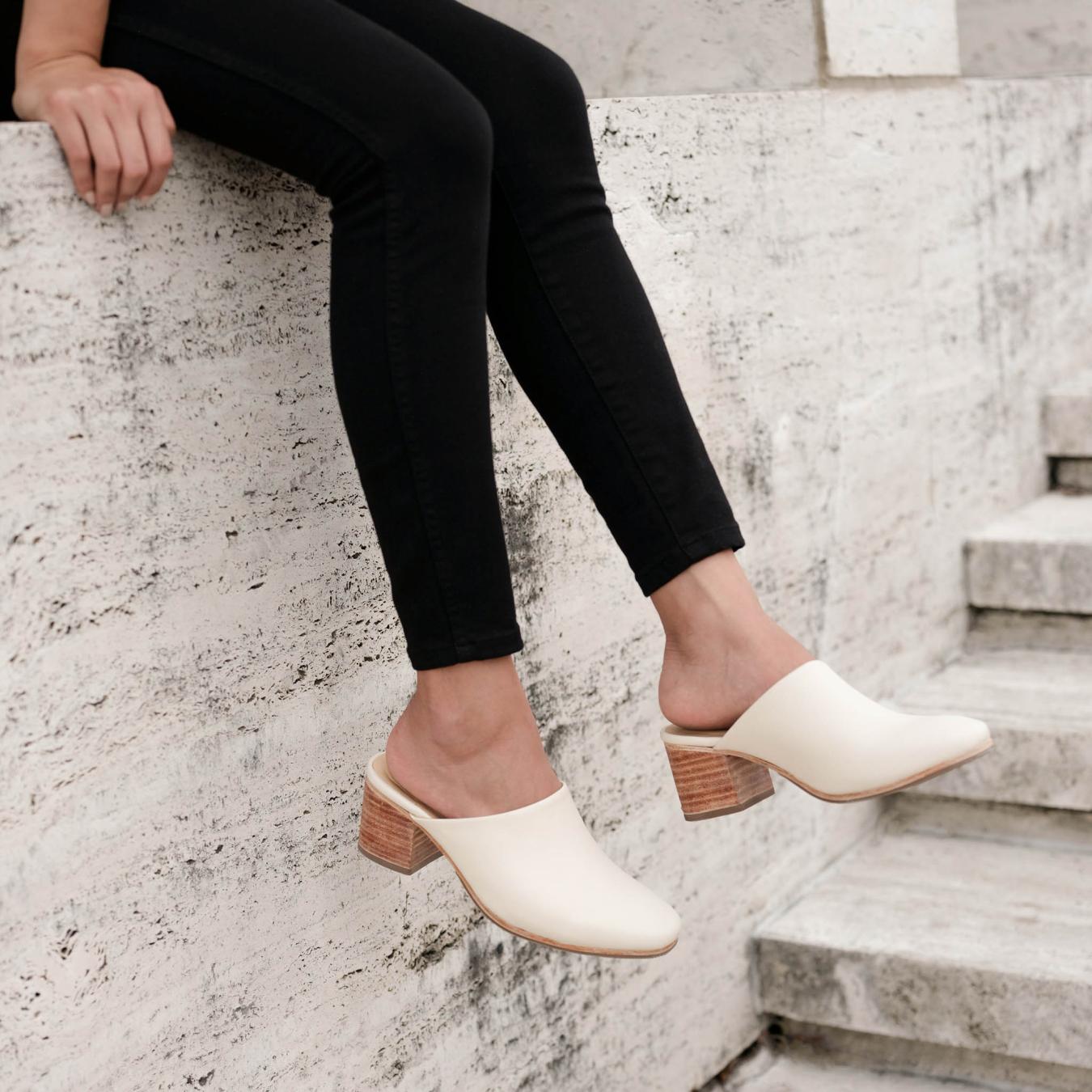 Nisolo All-Day Heeled Mule Bone | Women Heels
