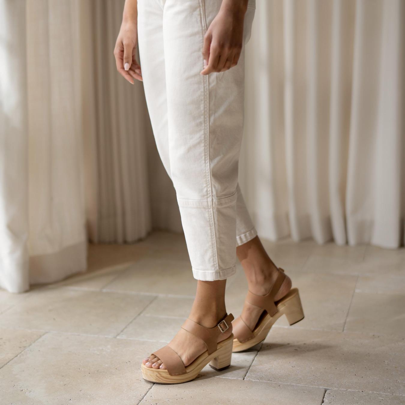 Nisolo All-Day Open Toe Clog Almond | Women Heels