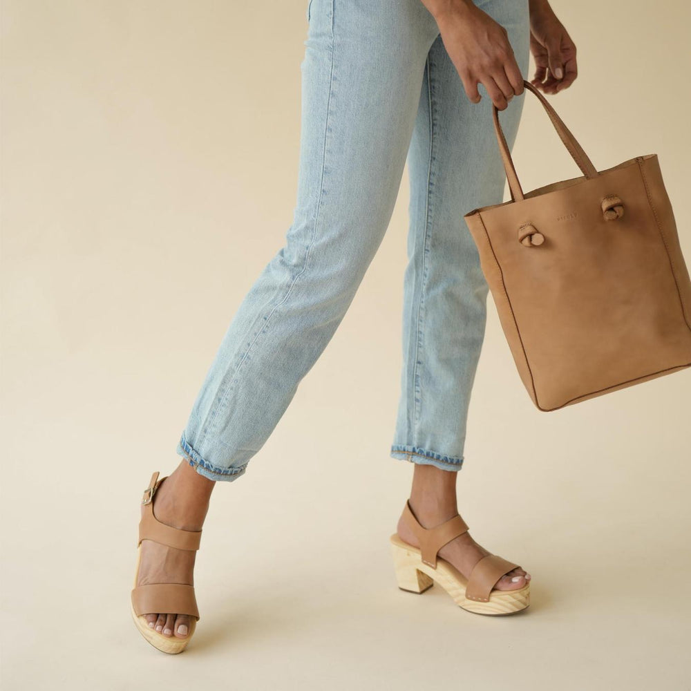 Nisolo All-Day Open Toe Clog Almond | Women Heels