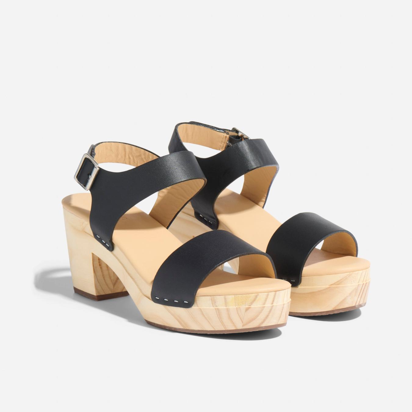 Nisolo All-Day Open Toe Clog Black | Women Heels