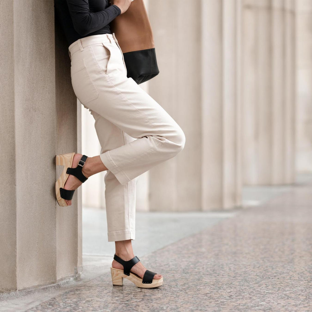 Nisolo All-Day Open Toe Clog Black | Women Heels