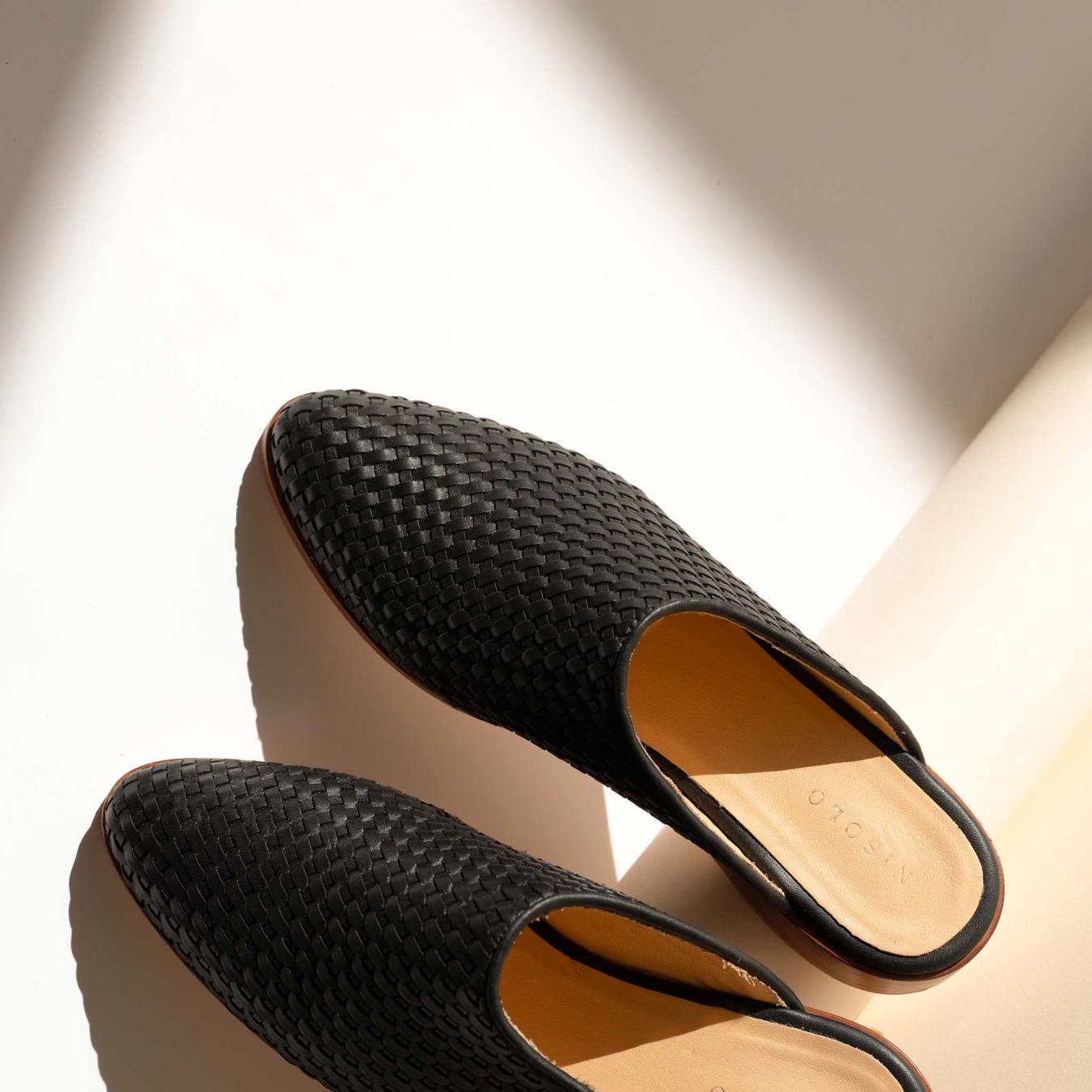 Nisolo Ama Woven Mule Woven Black | Women Flats &amp; Slip Ons
