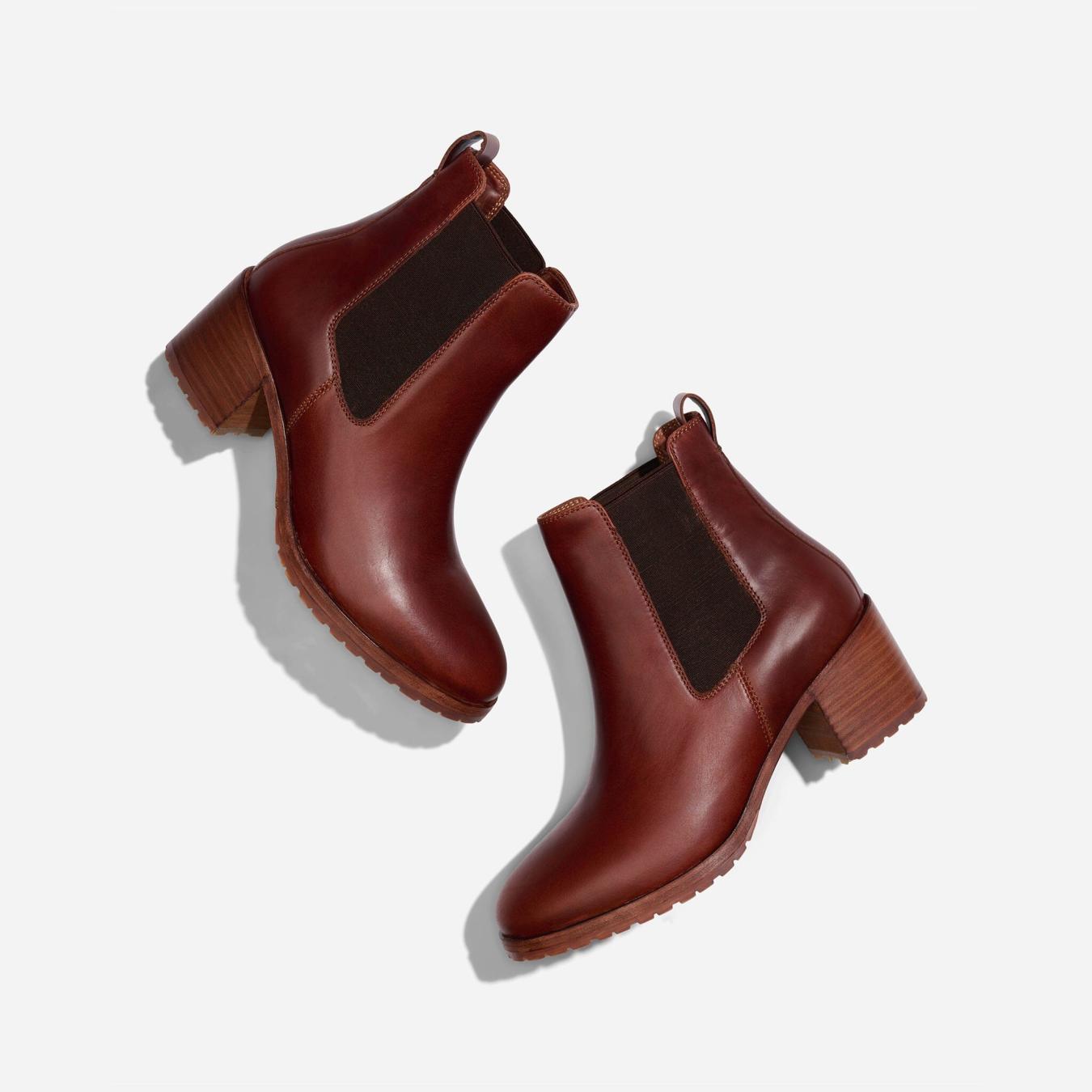 Nisolo Ana Go-To Heeled Chelsea Boot Auburn | Women Heels