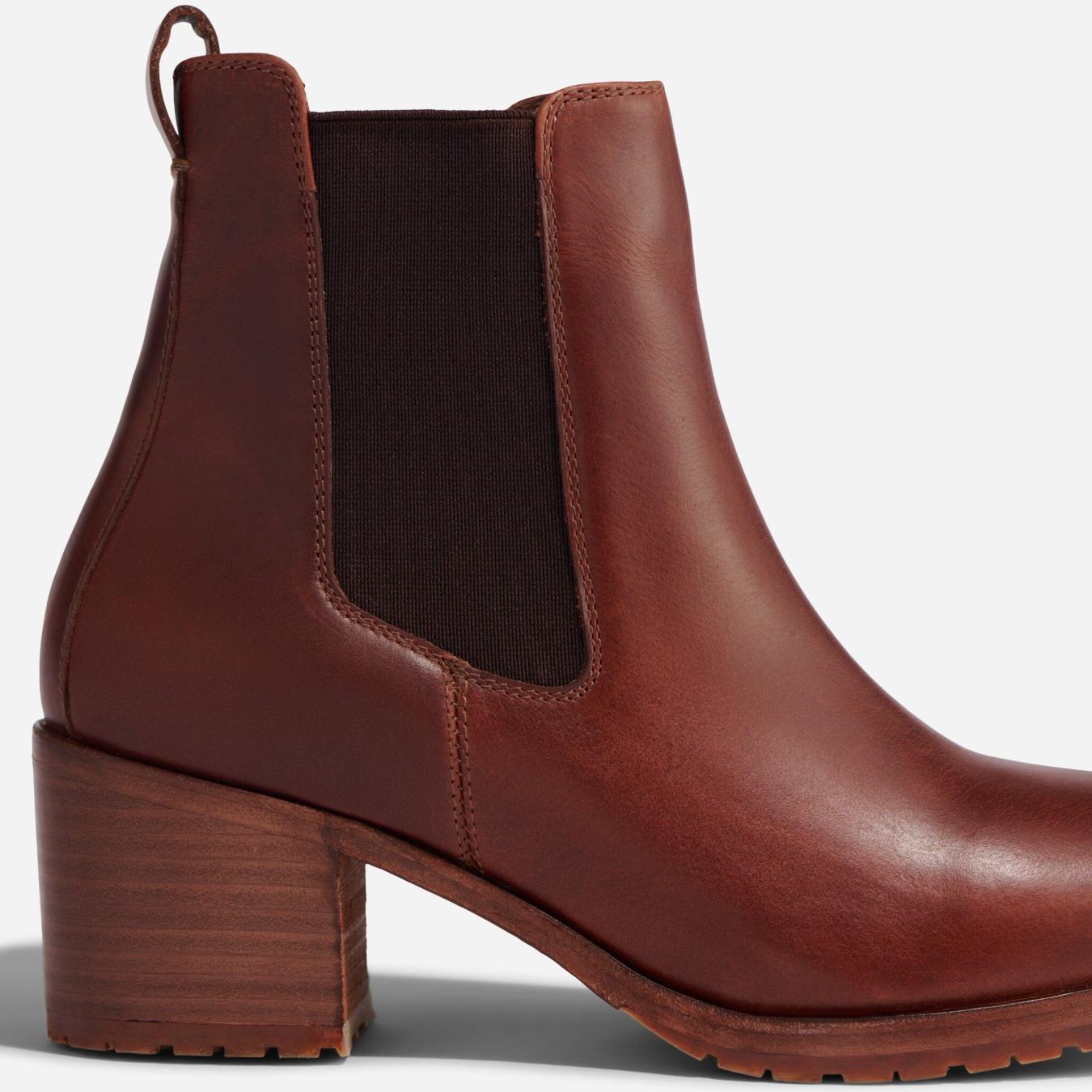 Nisolo Ana Go-To Heeled Chelsea Boot Auburn | Women Heels