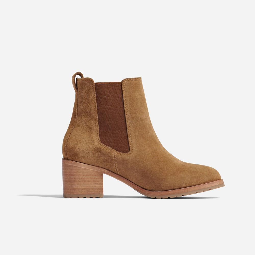 Nisolo Ana Go-To Heeled Chelsea Boot Taupe Suede | Women Heels