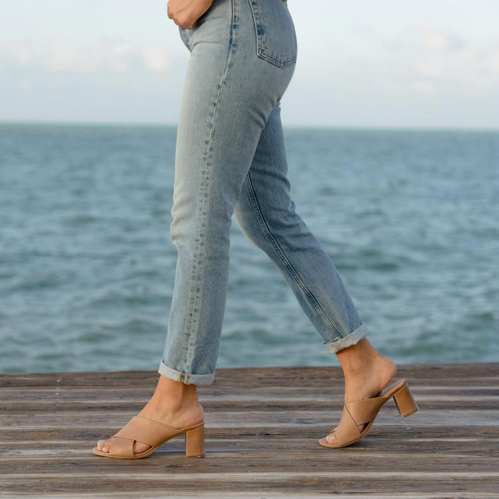 Nisolo Carina Cross Strap Mule Almond | Women Heels