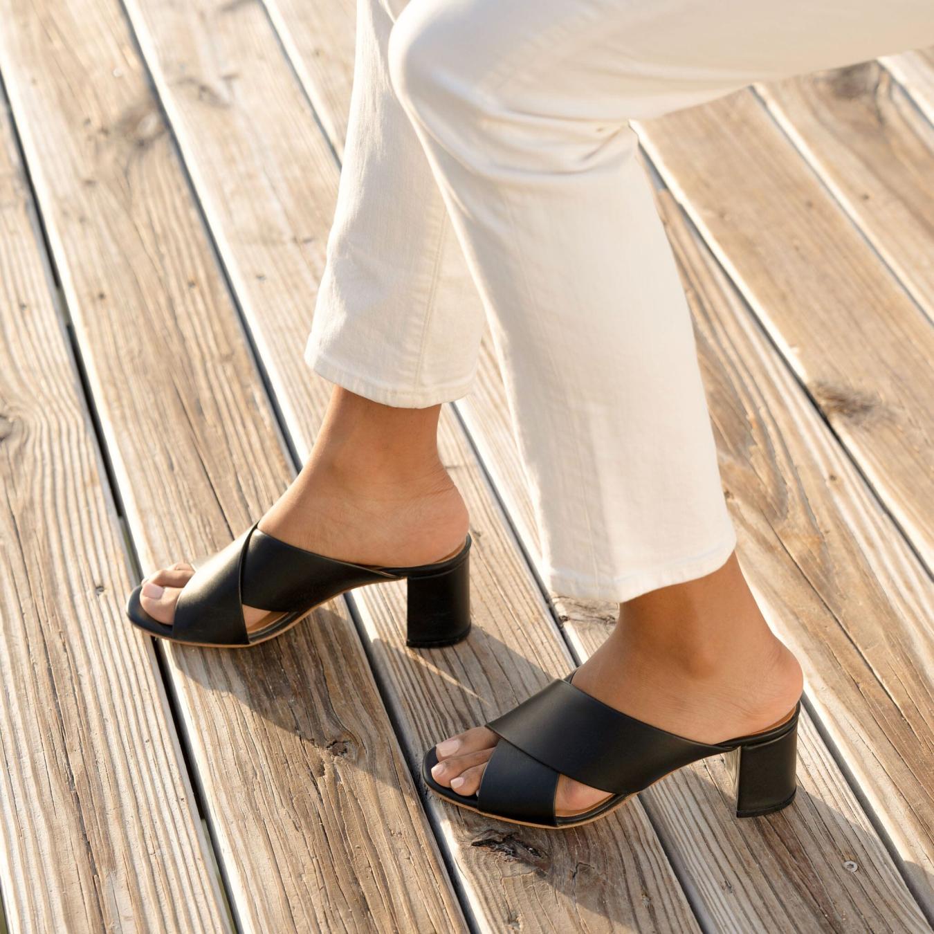 Nisolo Carina Cross Strap Mule Black | Women Loafers &amp; Mules