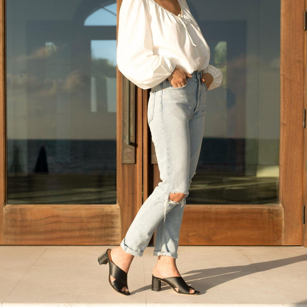 Nisolo Carina Cross Strap Mule Black | Women Loafers &amp; Mules