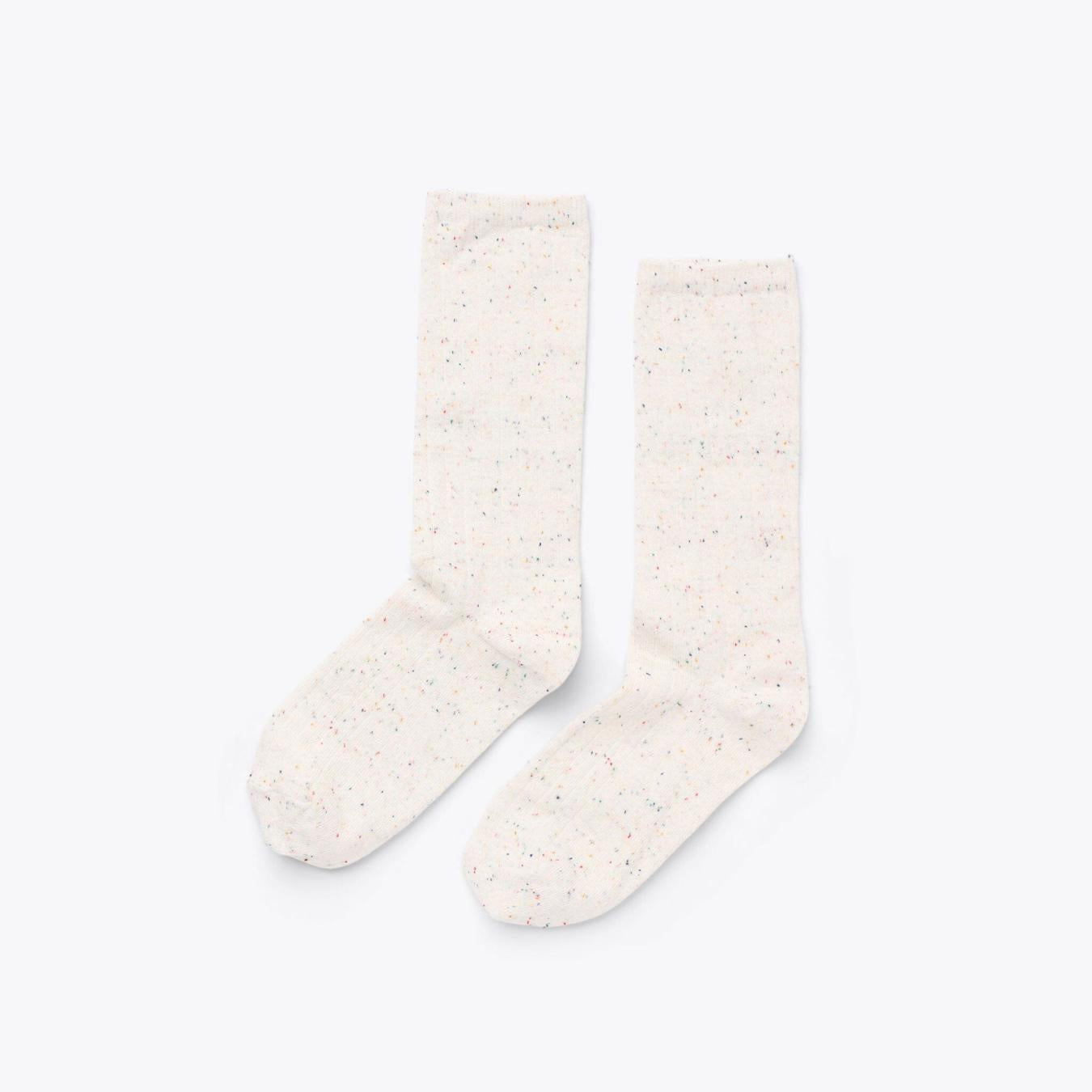 Nisolo Cotton Crew Sock Ivory Multicolor Marl | Women Socks