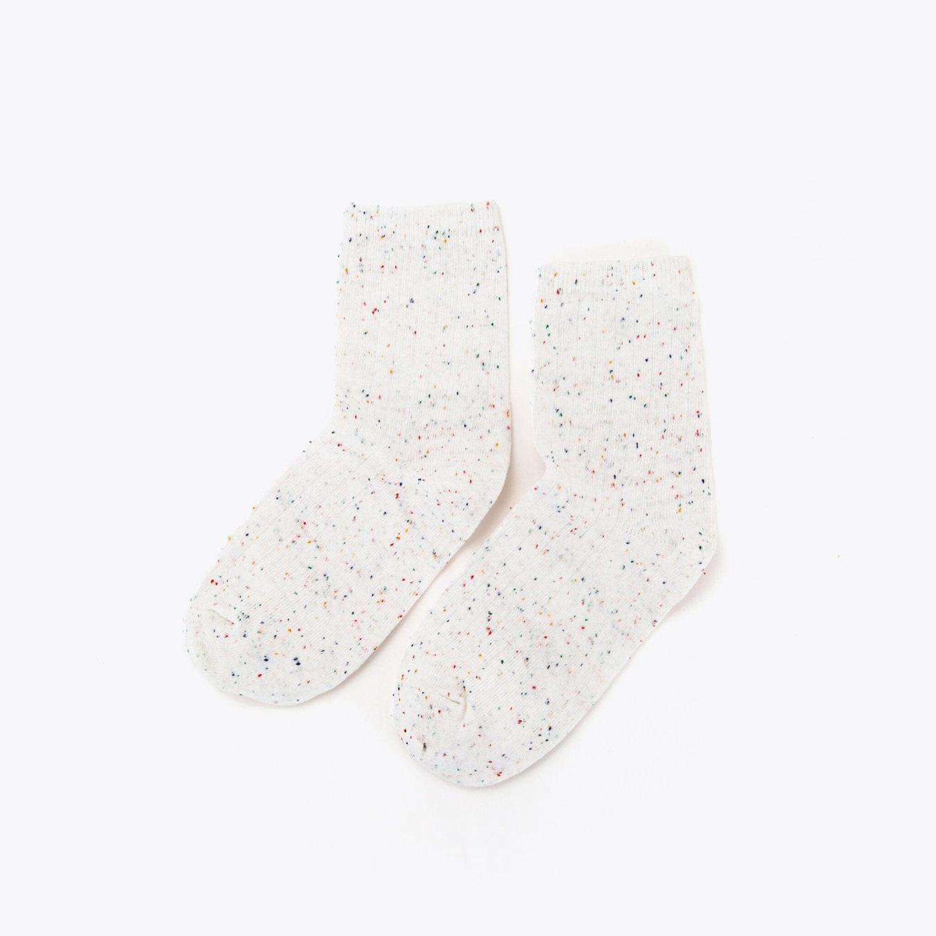 Nisolo Cotton Mid Sock Ivory Multicolor Marl | Men Socks
