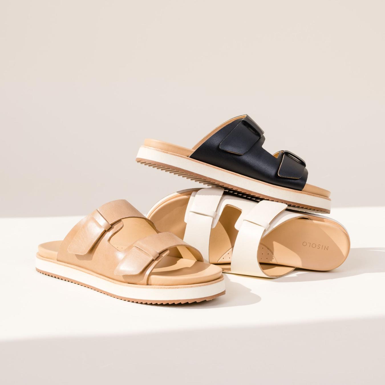 Nisolo Ella Flatform Slide Bone | Women Sandals