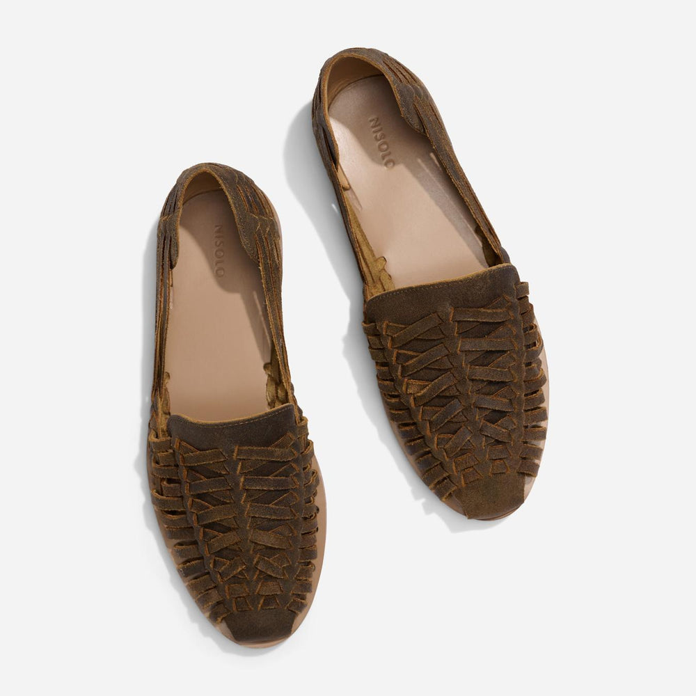 Nisolo Huarache Sandal Waxed Brown | Men Sandals &amp; Slip Ons