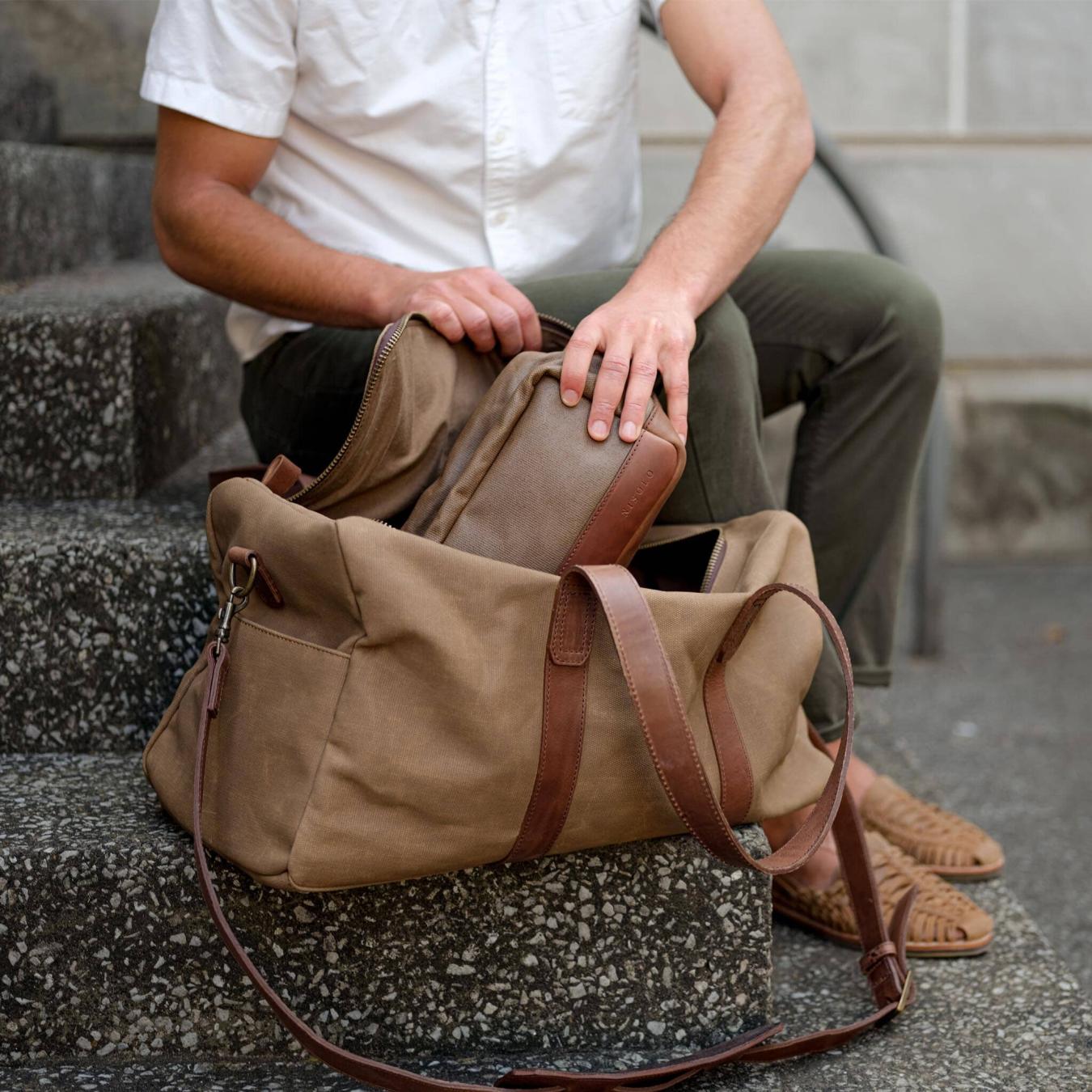 Nisolo Luis Weekender Waxed Canvas | Men Bags &amp; Wallets