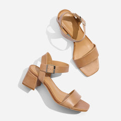 Nisolo Stella Go-To Block Heel Sandal Almond | Women Heels