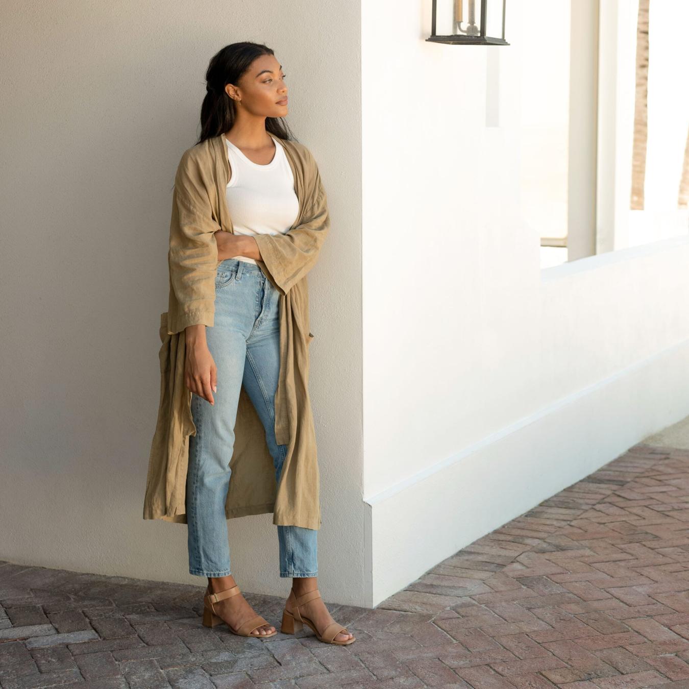 Nisolo Stella Go-To Block Heel Sandal Almond | Women Heels