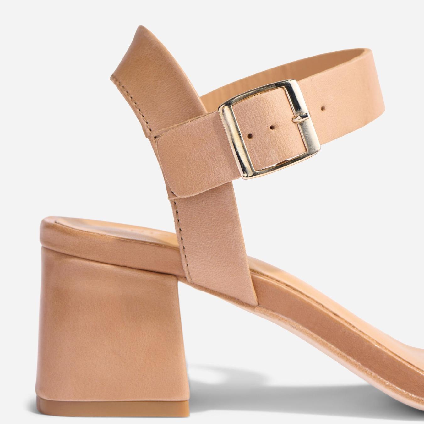 Nisolo Stella Go-To Block Heel Sandal Almond | Women Heels