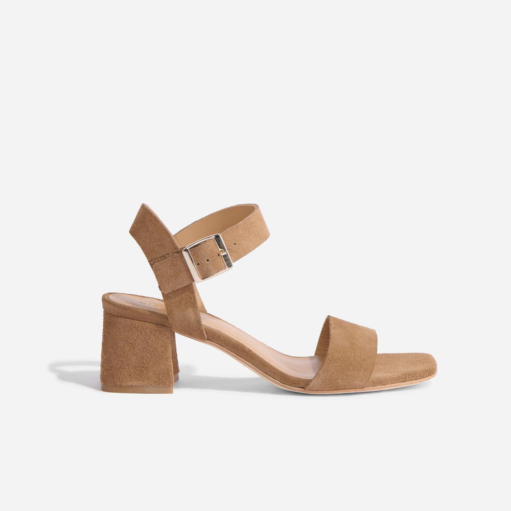 Nisolo Stella Go-To Block Heel Taupe Suede | Women Sandals