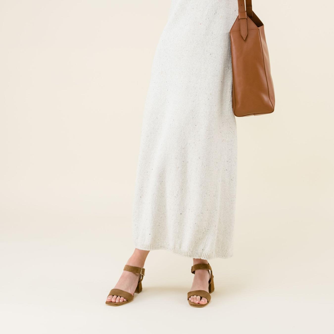 Nisolo Stella Go-To Block Heel Taupe Suede | Women Sandals