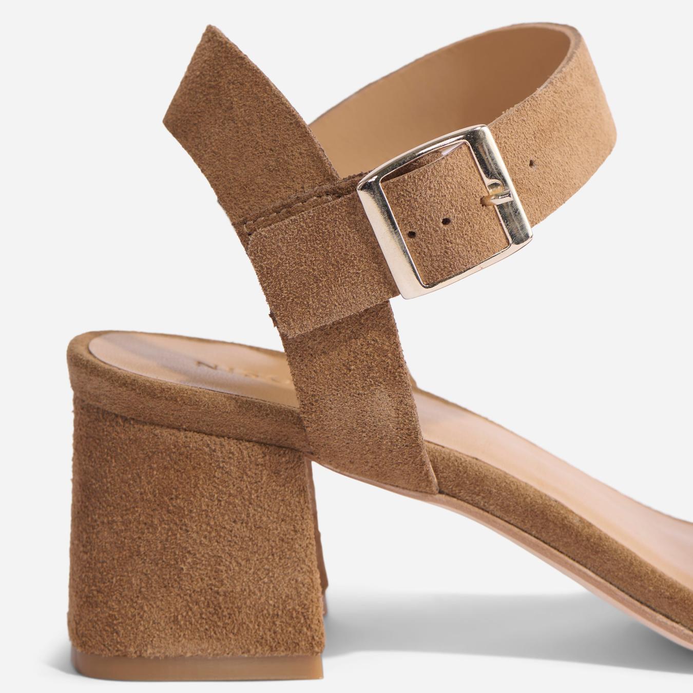 Nisolo Stella Go-To Block Heel Taupe Suede | Women Sandals