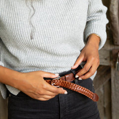 Nisolo Talia Braided Belt Brandy | Women Belts