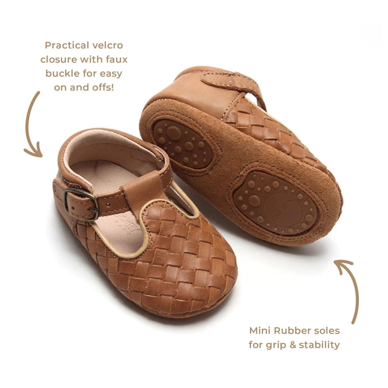 Nisolo Woven Soft Sole T-Bar Walnut | Baby Baby, Toddler &amp; Kids Shoes
