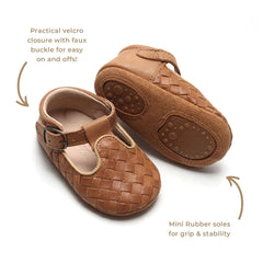 Nisolo Woven Soft Sole T-Bar Walnut | Baby Baby, Toddler &amp; Kids Shoes